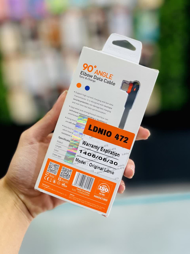 کابل شارژر 90 درجه USB-C به طول 1متر 2.4 آمپر مدل LDNIO LS561