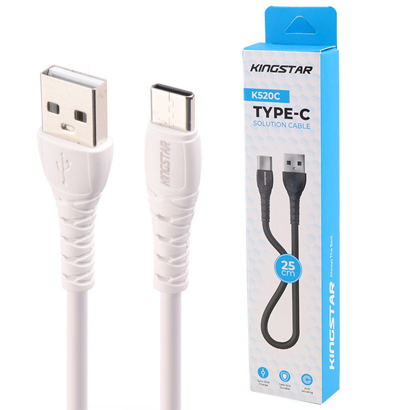 کابل کوتاه تایپ سی 2.1 آمپر کینگ استار K520C طول 25 سانتی متر