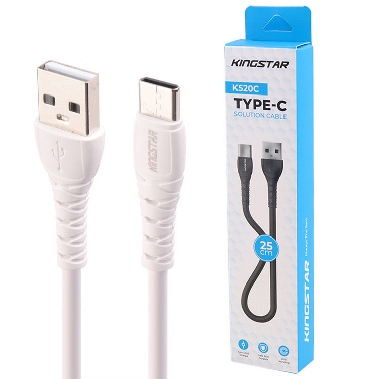 کابل کوتاه تایپ سی 2.1 آمپر کینگ استار K520C طول 25 سانتی متر