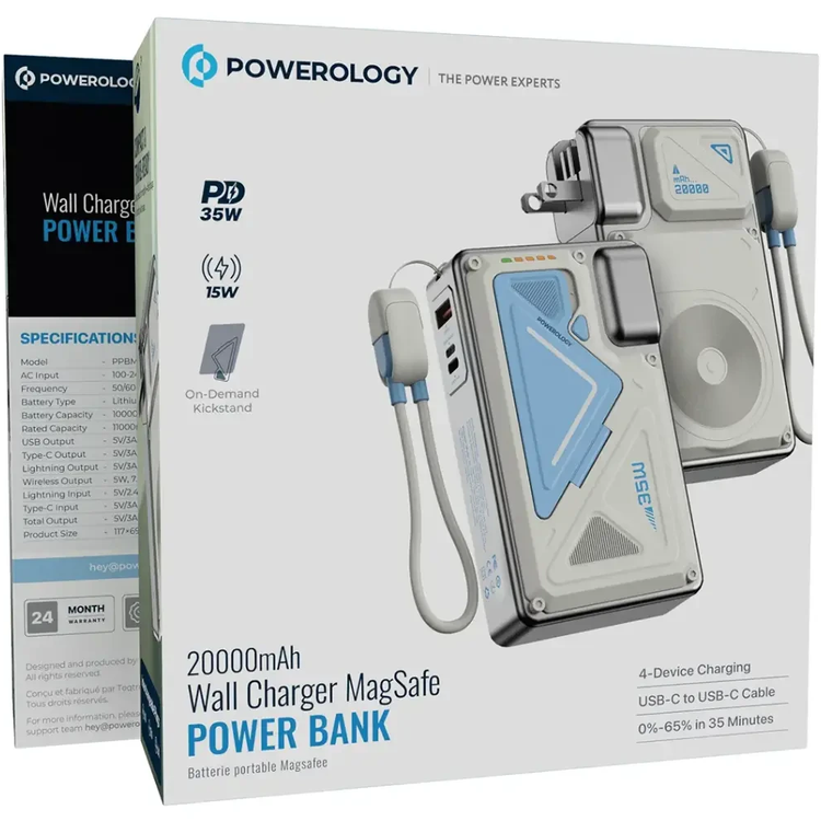 پاور بانک پاورولوژی مدل PPBMH104BK ظرفیت 20000 میلی امپر ساعت