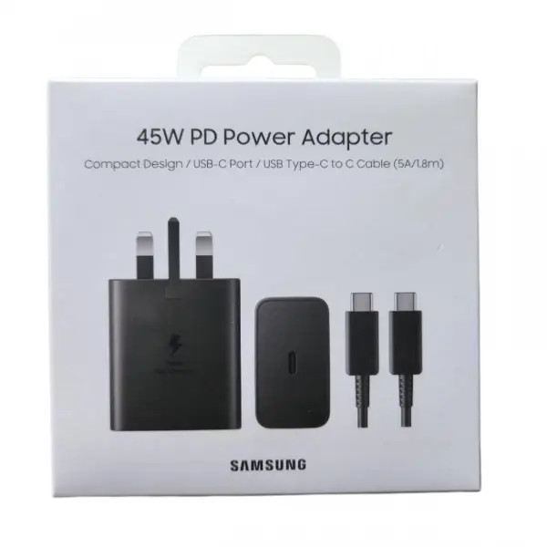 شارژر دیواری سامسونگ توان 45 وات با کابل USB Type-C اتصال سهپین تضمین کیفیت