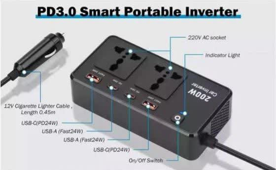 شارژر فندکی هیسکا مدل CH-5519 ظرفیت ۲۰۰ وات پک اصلی و فست شارژ