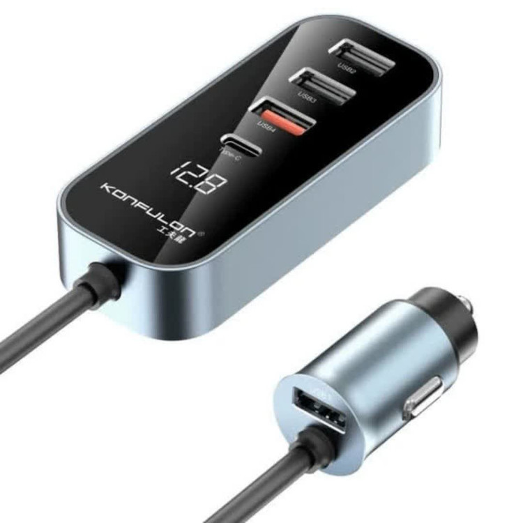 شارژر فندکی کانفلون c84دارای4پورت وفست شارژ با کیفیت عالی