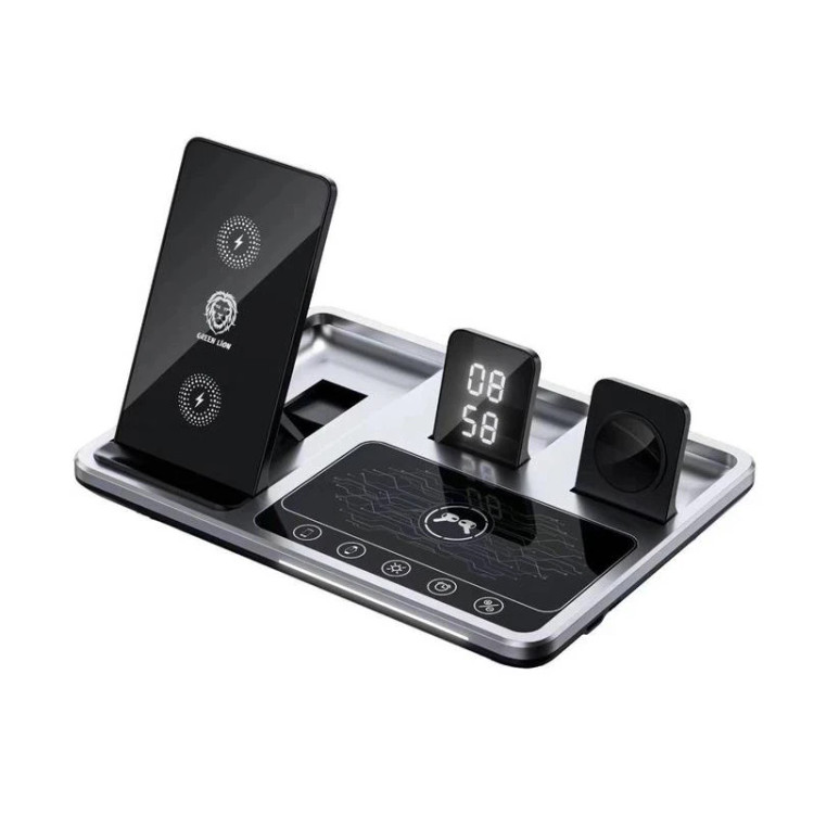 شارژر رومیزی گرین لاین وایرلس با پک اصلی مدل Wireless-Ch station 4 in 1