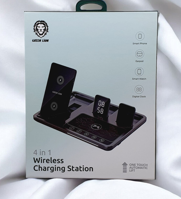 شارژر رومیزی گرین لاین وایرلس با پک اصلی مدل Wireless-Ch station 4 in 1