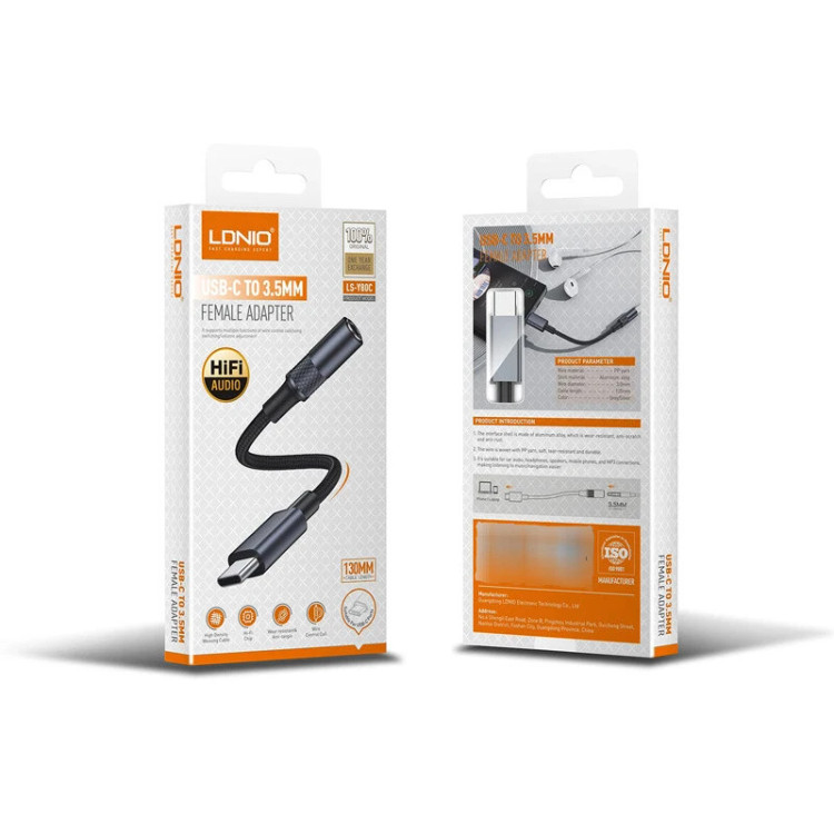 کابل تبدیل Type-C به AUX الدینیو مدل LS-Y80C طول ۱۳ سانتی متر اصلی و تضمین اصالت کالا