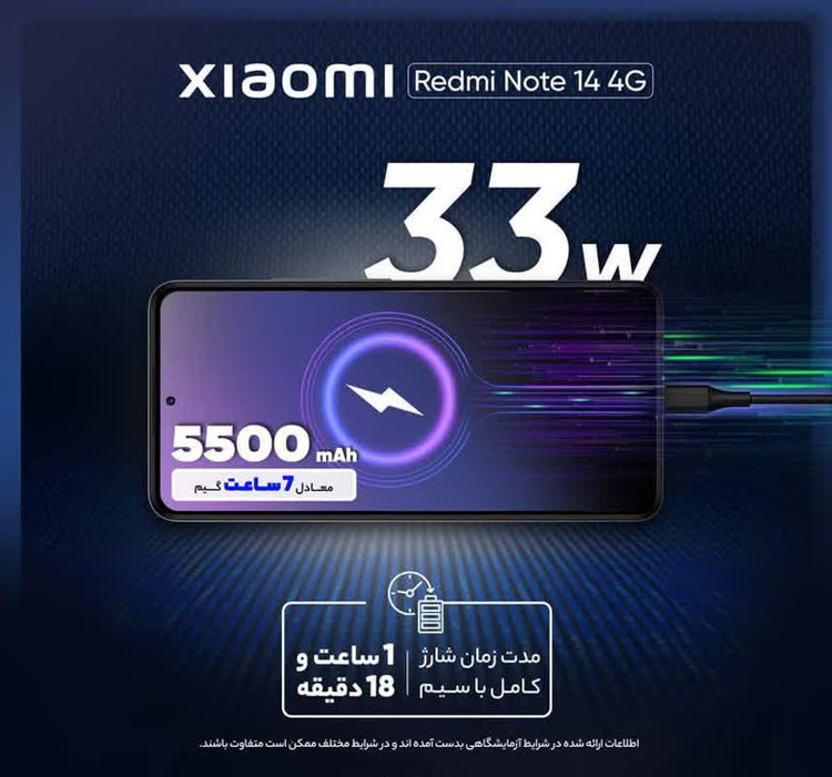 گوشی موبایل شیائومی مدل Redmi Note 14 4G دو سیم کارت ظرفیت 256 گیگابایت و رم 8 گیگابایت