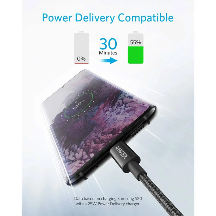 کابل تبدیل USB-C به USB-C انکر مدل Nylon A8753 اصلی